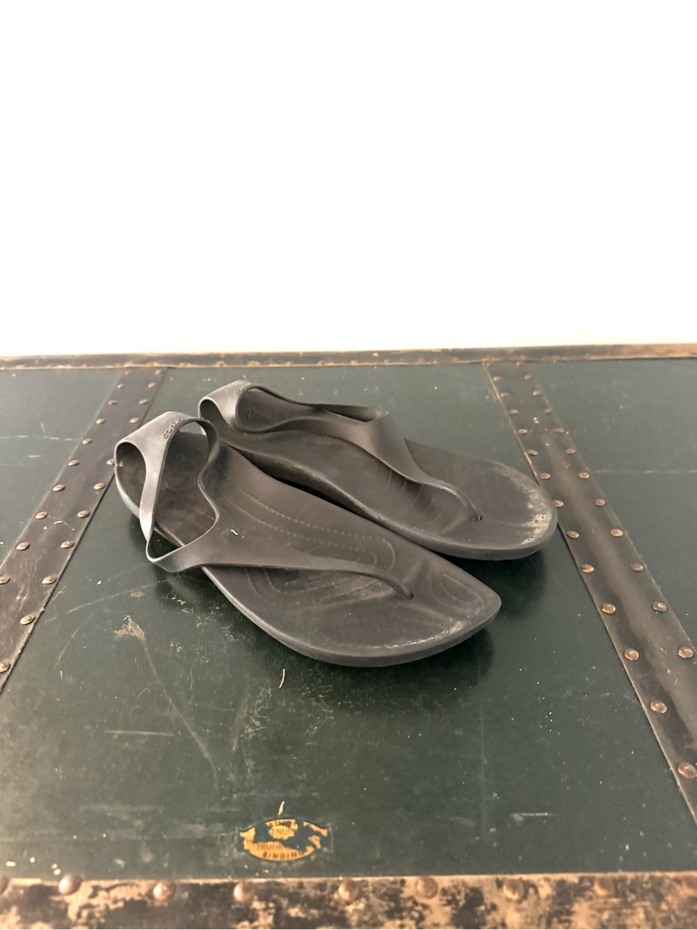 Crocs Womens Serena Sexy Flip Flop Sandal Size 8 Slingback Thong Black Shoe